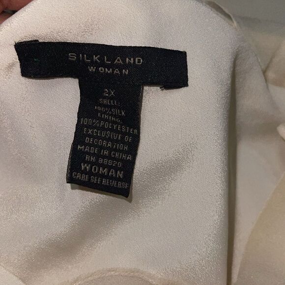 SILKLAND Beautiful 100% Silk Elegant Blouse Embroidery & Sequences Beige Ivory - Picture 4 of 4